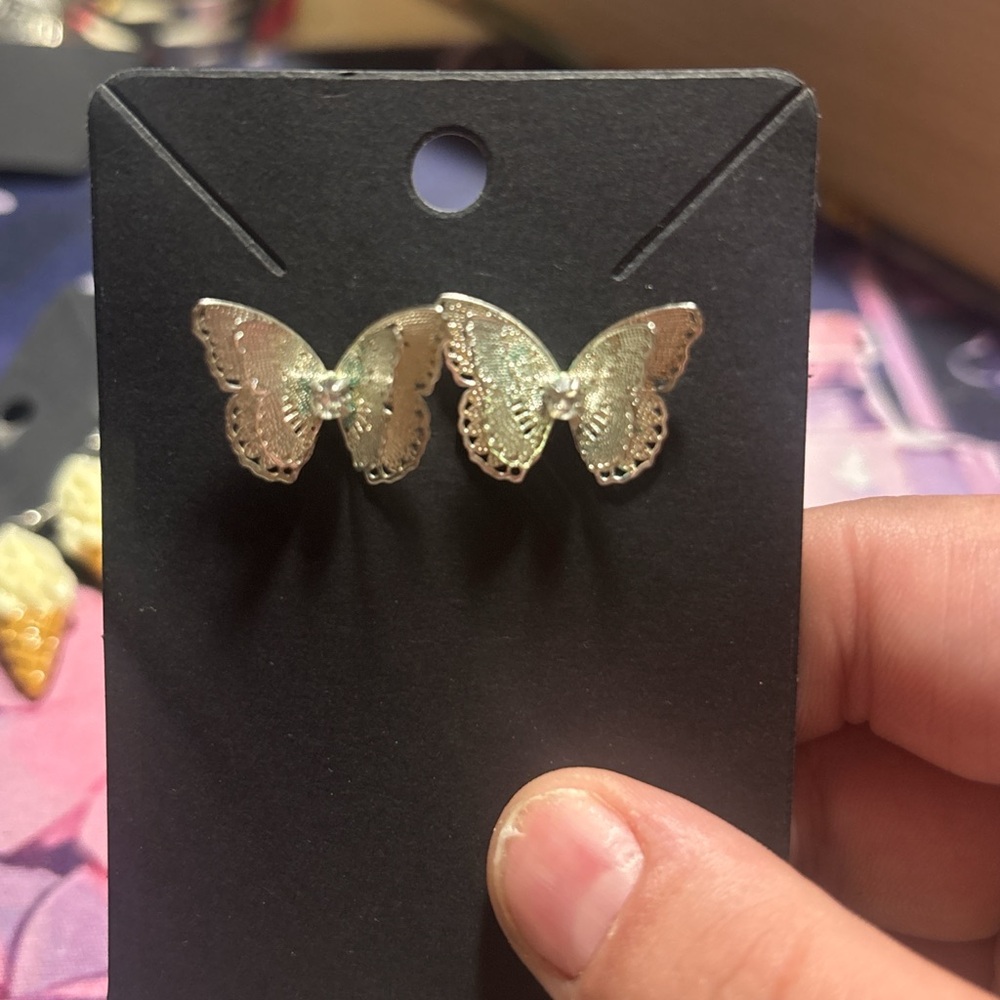 Chic Silver Butterfly Earrings